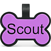 GoTags Personalized Silent Silicone Bone Purple Shape, Engraved on Both Sides Pet ID Tag