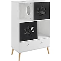 Sam's Pets Black and White Convertible Cat Tree Shelf with Drawer