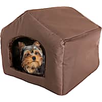 Pet Adobe Brown Cozy Cottage House-Shaped Pet Bed