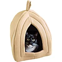 Pet Adobe Tan Soft Enclosed Igloo Tent Cat Bed