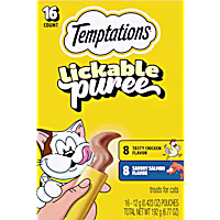 Temptations Creamy Puree with Chicken and Salmon Lickable, Squeezable Cat Treats Variety Pack
