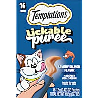 Temptations Creamy Puree Squeezable Lickable with Salmon Tubes Wet Cat Treats