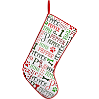 Custom Personalization Solutions Red Dog Word Art Personalized Trim Christmas Stocking