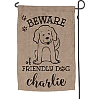 Custom Personalization Solutions Beware Of Friendly Dog Personalized Garden Flag