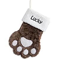 Custom Personalization Solutions Ivory Fur Dog Paw Personalized Christmas Sherpa Stocking