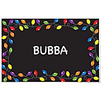 Custom Personalization Solutions Black Christmas Lights Food and Water Personalized Laminated Placemat for Pets