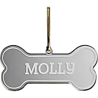 Custom Personalization Solutions Dog Silver Bone Mirrored Acrylic Personalized Christmas Tree Ornament
