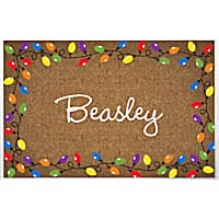 Custom Personalization Solutions Brown Christmas Lights Food and Water Personalized Laminated Placemat for Pets