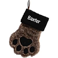 Custom Personalization Solutions Black Fur Dog Paw Personalized Sherpa Christmas Stocking