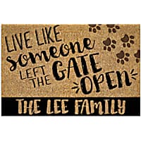 Custom Personalization Solutions Live Like Someone Left The Gate Open Personalized Doormat for Dogs