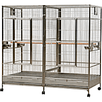 A&E Cage Company X-Large Double Macaw Cage with Divider in Stainless Steel