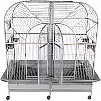 A&E Cage Company Double Macaw Cage with Removable Divider in Platinum