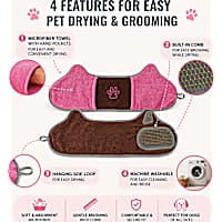 Pet Life 'Bryer' Pink 2-in-1 Hand-Inserted Microfiber Pet Grooming Towel and Brush
