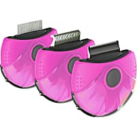 Pet Life 'Axler' Pink Triple Rotating Rake Deshedder and Dematting Grooming Pet Comb