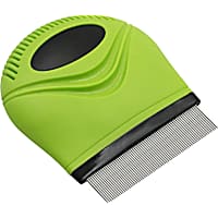Pet Life 'Grazer' Green Handheld Travel Grooming Cat and Dog Flea and Tick Comb