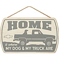 Open Road Brands Chevy Home is Where My Dog and Truck Are Wood Hanging Wall Decor