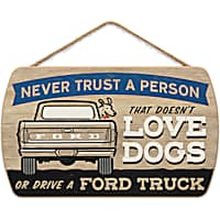 Open Road Brands Ford Love Dogs Drive Trucks Wood Hanging Wall Decor