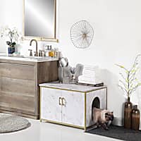 UniPaws Cat Litter Box Enclosure with Top Opening Marble