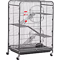 Topeakmart Black 4-Tier Rolling Pet Cage for Small Animal