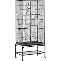Topeakmart Black 69" Extra Large Bird Cage with Rolling Detachable Stand for Small Birds