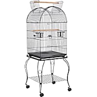 Topeakmart Black Open Top Metal Bird Cage with Stand for Small Birds