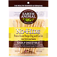 Earth Animal No-Hide Stix Peanut Butter Recipe Natural Long-Lasting Rawhide Alternative Dog & Cat Chews