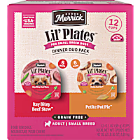 Merrick Lil' Plates Grain Free Beef and Chicken Dinner Duos Soft Natural Wet Small Dog Food Variety Pack
