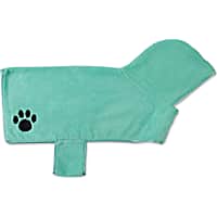 Bone Dry Aqua Embroidered Paw Pet Robe
