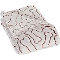 Bone Dry Dark Brown Embossed Bone Print Pet Blanket