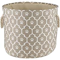 Bone Dry Stone Round Polyester Pet Bin Paw Lattice