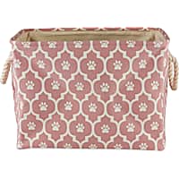 Bone Dry Rose Rectangle Polyester Pet Bin Paw Lattice