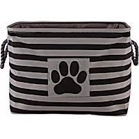 Bone Dry Black Rectangle Polyester Pet Bin Stripe With Paw Patch