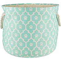 Bone Dry Aqua Round Polyester Pet Bin Paw Lattice