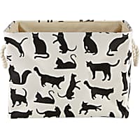 Bone Dry Rectangle Polyester Pet Bin Cats Meow