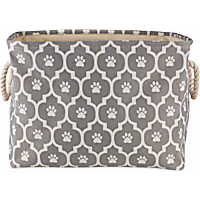 Bone Dry Gray Rectangle Polyester Pet Bin Paw Lattice