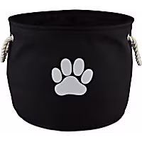Bone Dry Black Round Polyester Pet Bin Paw