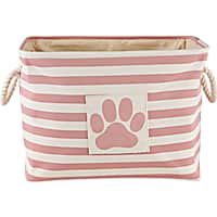Bone Dry Rose Rectangle Polyester Pet Bin Stripe With Paw Patch