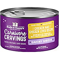 Stella & Chewy's Carnivore Cravings Savory Shreds Cage-Free Chicken & Chicken Liver Recipe Wet Cat Food