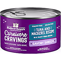 Stella & Chewy's Carnivore Cravings Savory Shreds Wild-Caught Tuna & Mackerel Recipe Wet Cat Food
