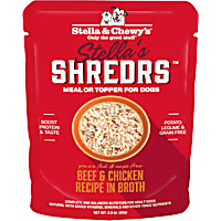 Stella & Chewy's Shredrs Grass Fed & Cage Free Beef & Chicken Recipe in Broth Wet Dog Food