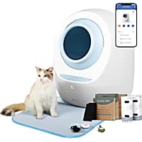 Casa Leo Leo's Loo Too Baby Blue Covered Automatic Self-Cleaning Cat Litter Box Bundle Package