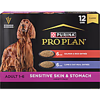 Purina Pro Plan Sensitive Skin and Stomach, Salmon and Rice and Lamb and Oat Meal Wet Dog Food Variety Pack