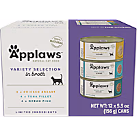 Applaws Limited Ingredient Wet Cat Food, Variety Pack in Broth, Chicken Breast, Tuna Fillet, Ocean Fish