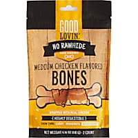 Good Lovin' No Rawhide Medium Chicken-Flavored Bones Dog Treats