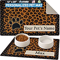 Drymate Tan Leopard Personalized Pet Feeding Mat