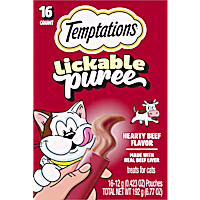 Temptations Creamy Puree Squeezable Lickable Cat Treats with Beef Liver