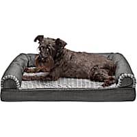 Furhaven  Cooling Gel Foam Luxe Faux Fur & Performance Linen Sofa Removable Washable Dog Bed Cover
