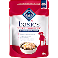 Blue Buffalo Blue Basics Skin & Stomach Care, Salmon in Gravy Natural Wet Dog Food Topper