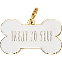 Two Tails Pet Company White Treat Yo Self Pet ID Tag