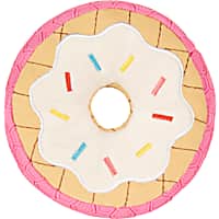 goDog Pink Tough N Texture Vanilla Donut Plush & Textured Silicone Squeaky Dog Toy with Chew Guard Technology